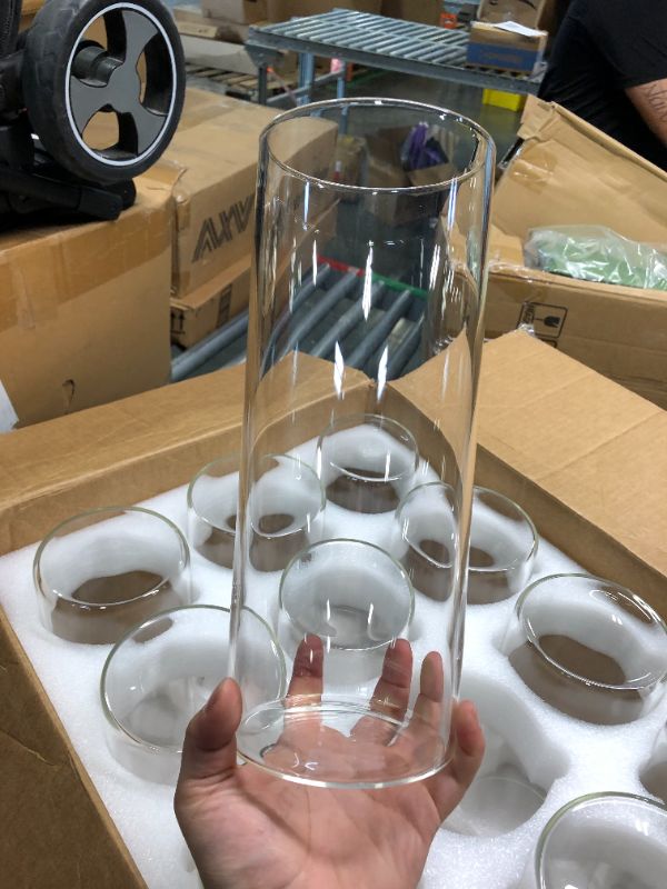 Photo 3 of 12 Pack Glass Cylinder Vases Clear Flower Vase 10 Inches Tall Floating Candle Holders Centerpiece Vases for Table Home Wedding Decorations Formal Dinners(10 Inch)