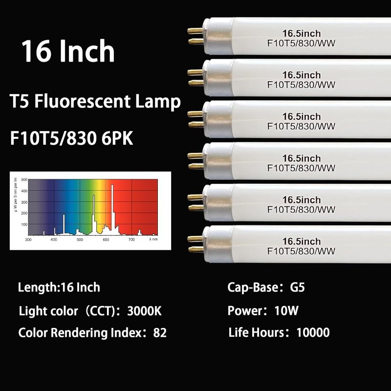 Photo 1 of 21" F10T5/830/L Fluorescent Light Bulb Replacement for Jasco,Philips,Linear T5 10W 3000K Warm White Bulbs,G5 Miniature Bipin Base,(8 Pack)

