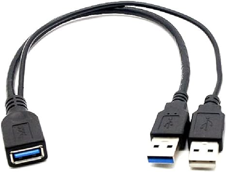 Photo 1 of Black USB 3.0 Female to Dual USB Male Extra Power Data Y Extension Cable Splitter Adapter for 2.5" Mobile Hard Disk