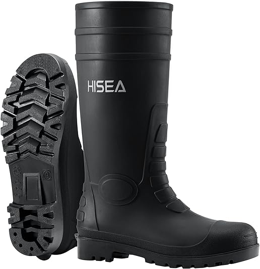 Photo 1 of HISEA Men's Steel Toe Rain Boots PVC Rubber Boots, Waterproof Garden Fishing Outdoor Work Boots, Durable Slip Resistant Knee Boots for Agriculture and Industrial Working
***USED**** SIZE 9/42******