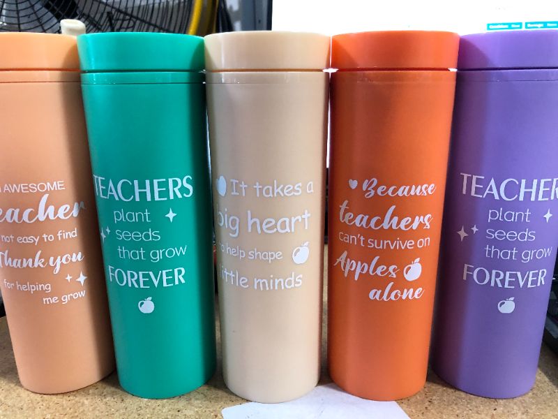 Photo 4 of 12 Pack Teacher Appreciation Gifts for Teachers Skinny Tumblers 16oz Matte Pastel Colored Acrylic Tumblers with Lids and Straws Thank You Gifts for Grad Teachers Day Birthday (Bright Colors, 12 Pack) Bright Colors 12