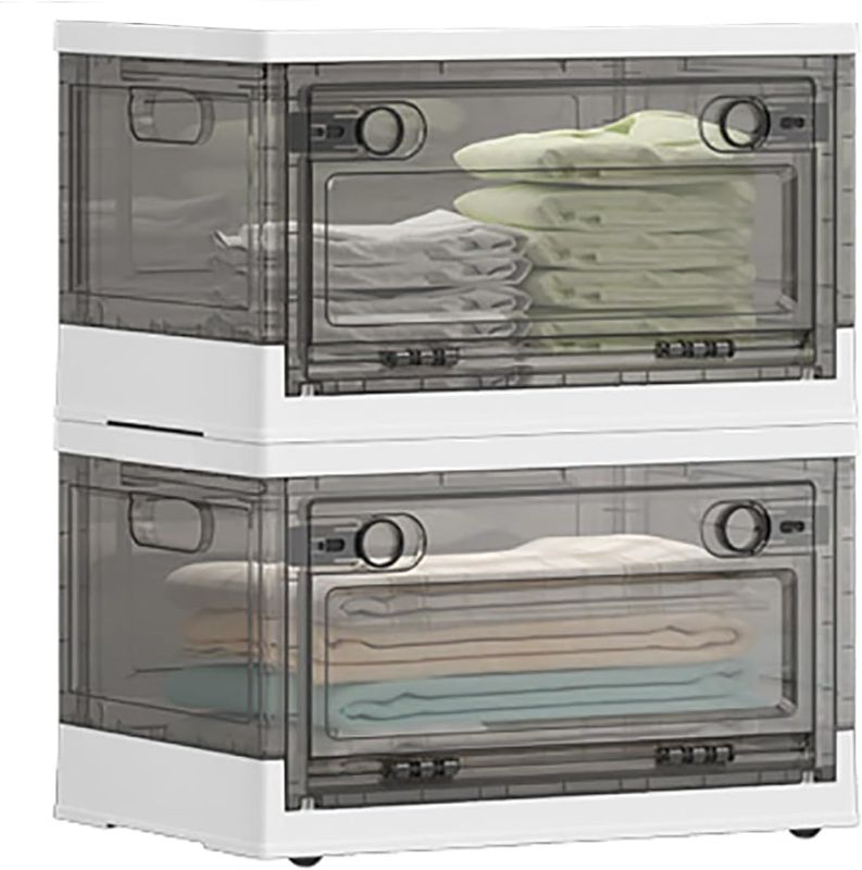 Photo 1 of ****USED*** Lexza 2 Pack Closet Organizers and Storage, 17 Gal Collapsible Storage Bins, Dorm Essentials, Plastic Storage Bins, Stackable Storage Bins with Wheels for Clothing, Snacks, Books, Bedding and Toys
