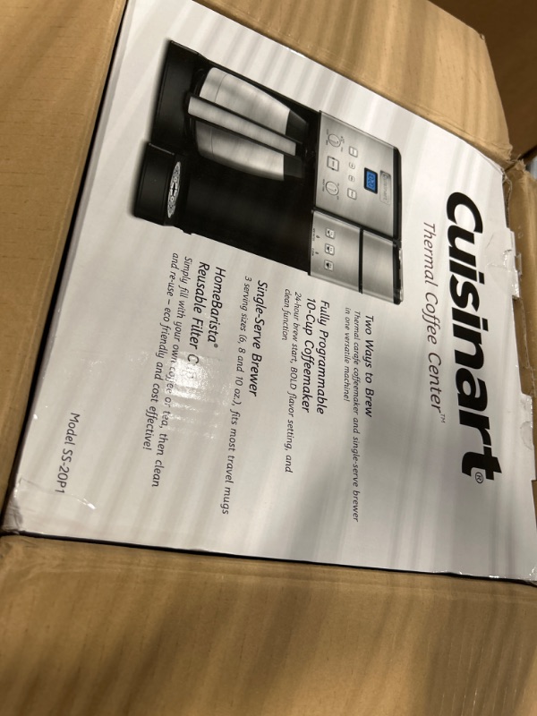 Photo 2 of **FOR PARTS ONLY** Cuisinart SS-20P1 Coffee Center 10-Cup Thermal Coffeemaker and Single-Serve Brewer, Stainless Steel