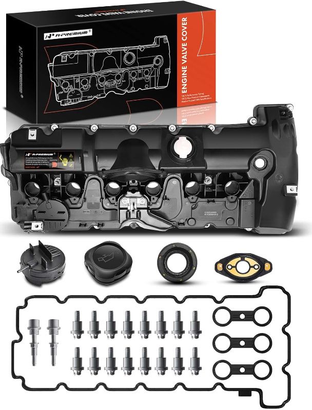 Photo 1 of A-Premium Engine Valve Cover - Compatible with BMW Vehicles - 2.5L, 3.0L - 125i, 128i, 130i, 323i, 325i, 328i, 525i, 528i, 530i, X1, X3, X5, Z4 - E60 E70 E82 E83 E84 E89 E90 E92 - Replace# 11127552281
