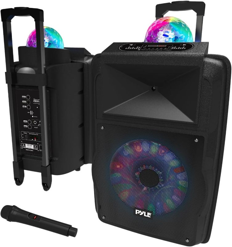 Photo 1 of Pyle Wireless Portable PA Speaker System - 700 W Battery Powered Rechargeable Sound Speaker and Microphone Set with Bluetooth MP3 USB Micro SD FM Radio AUX 1/4" DJ lights - For PA / Party
