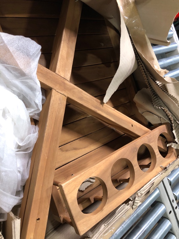 Photo 2 of ****Deco 79 Teak Wood Indoor Outdoor Rolling 2 Shelf Bar Cart with Wheels and Handle, 32" x 21" x 32", Brown