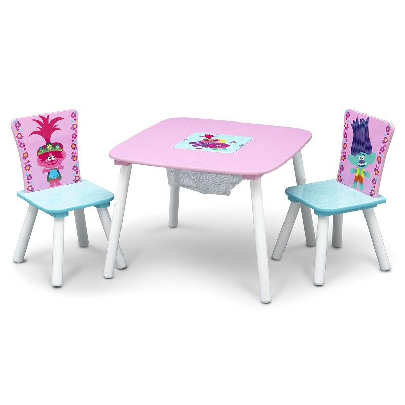 Photo 1 of Delta Children Kids Table and Chair Set with Storage (2 Chairs Included), Trolls World Tour