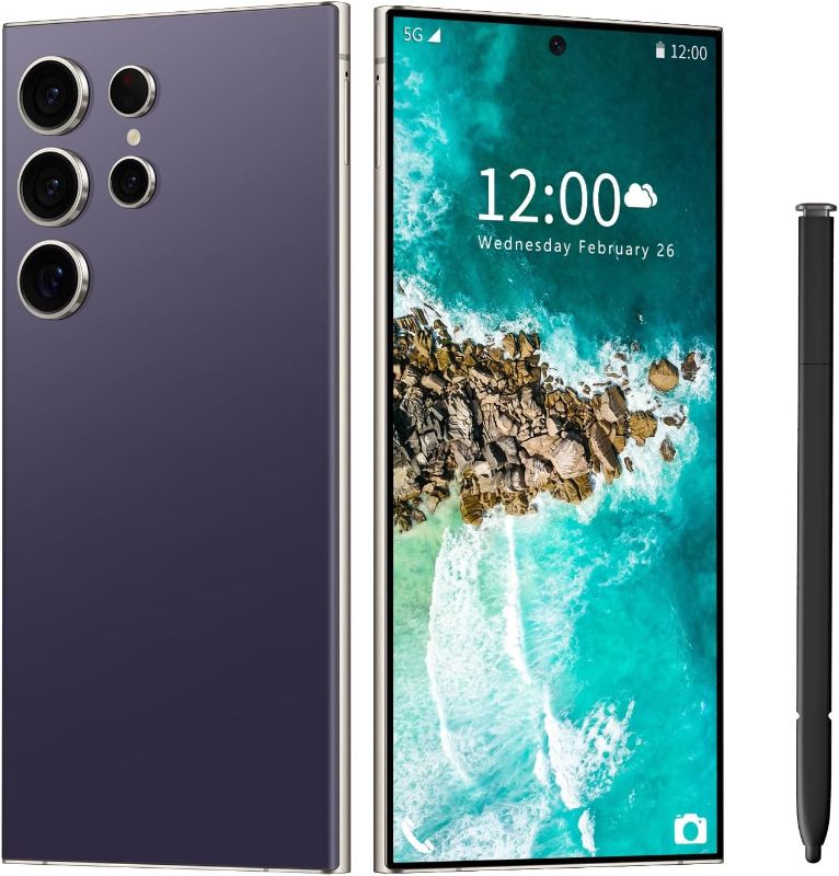 Photo 1 of ****NO STYLUS**** MMY I24 Ultra 5G Unlocked Smartphone,6GB+256GB Fully Unlocked Cell Phone for Android 13, 6.8" Unlocked Cell Phone, 6800mAh, 48MP+108MP Dual Camera/Dual SIM/Fingerprint Lock/Face (Dark Purple)
