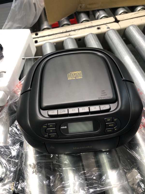 Photo 1 of CD Cassette Player Combo, Hernpark Rechargeable Boombox Bluetooth CD Tape Player Radio FM Radio Built-in Stereo Sound System/Super Bass/AUX Input/USB Playback/Headphone Jack Output