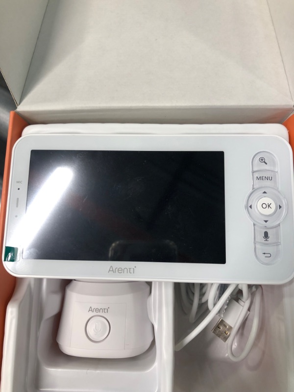 Photo 1 of ARENTI Video Baby Monitor with Camera and Audio, 5" Smart Baby Camera Monitor with Free Phone App, 1080P, VOX, PTZ, One-Touch Call, Temp Sensor, Lullaby, Night Vision, Auto Tracking, 2-Way Talk White
