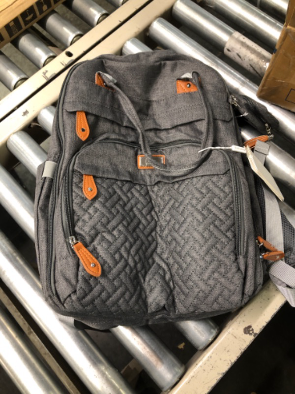 Photo 1 of BabbleRoo Diaper Bag Backpack - Multi function Waterproof Diaper Bag, Travel Essentials Baby Tote with Changing Pad, Stroller Straps & Pacifier Case - Unisex, Dark Gray Polyester Dark Gray