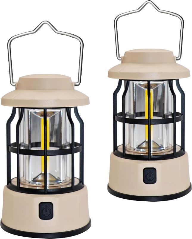 Photo 1 of Camping Lantern Battery Powered LED Camping Light Dimmable Water-Resistant Lantern, COB High Brightness for Survival Hiking Fishing Snow Emergency Lighting 2-Pack (White)