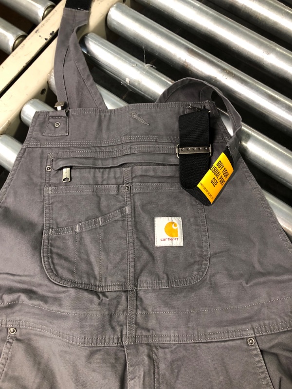 Photo 2 of Carhartt mens Rugged Flex® Relaxed Fit Canvas Bib Overall 36W x 30L Gravel