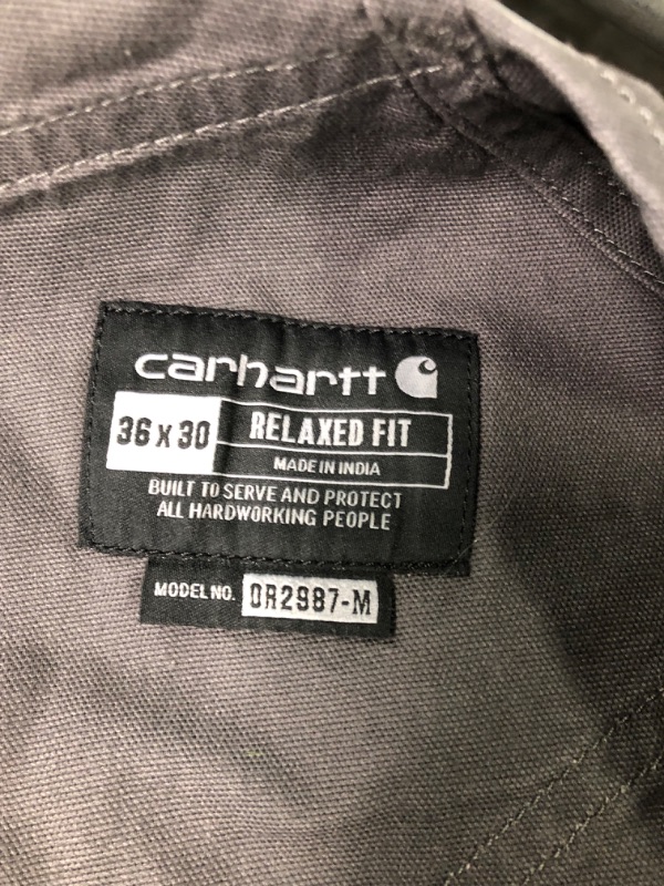 Photo 4 of Carhartt mens Rugged Flex® Relaxed Fit Canvas Bib Overall 36W x 30L Gravel