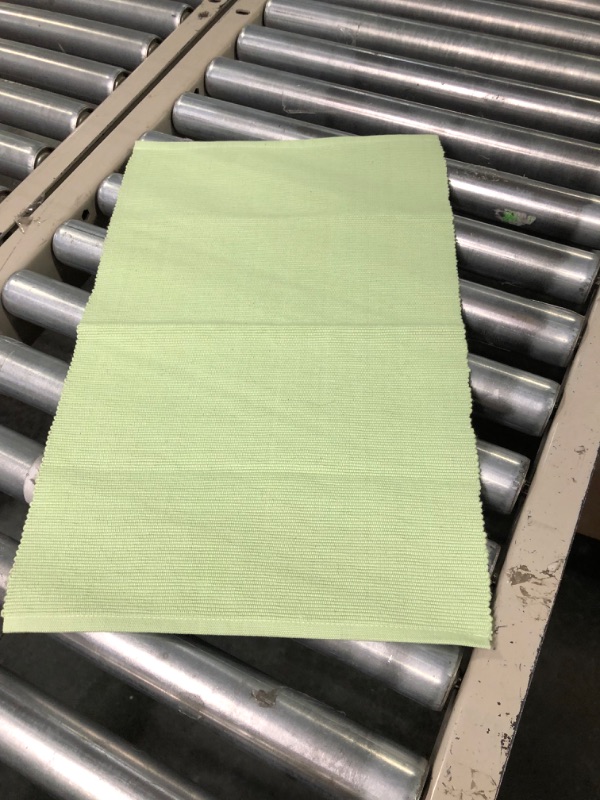 Photo 2 of 100 Percent Cotton Ribbed Placemat - Set of 6-Placemat 13 x 19 Inches - Light Green - Everyday Basic Table Mats - Cloth Place Mats for Dining Table