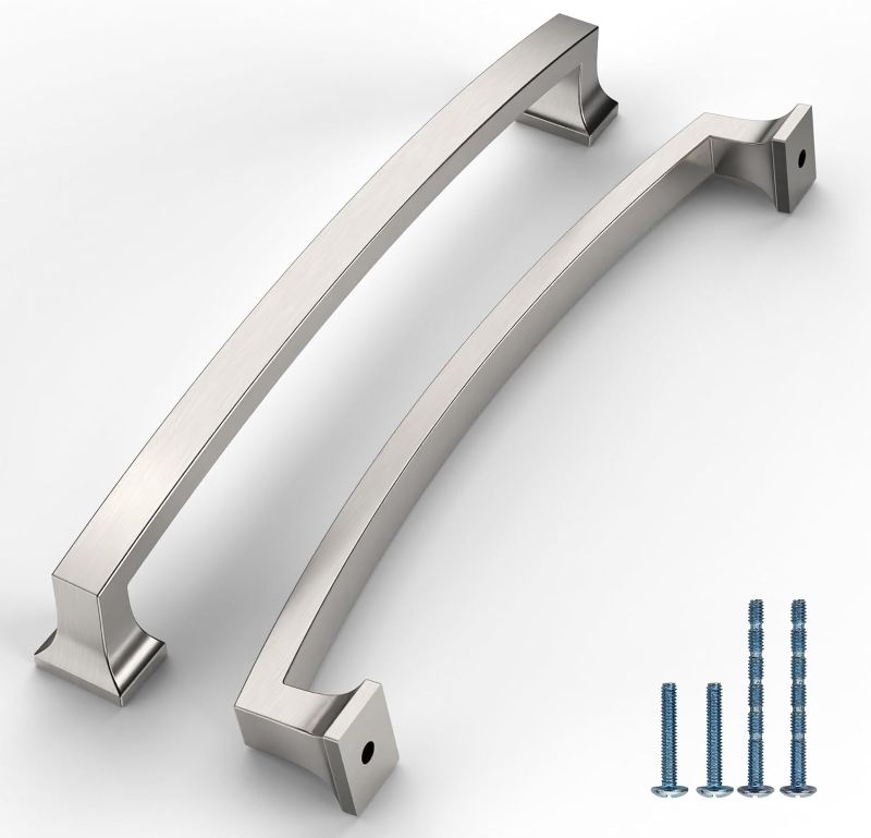 Photo 1 of 10 Pack Brushed Satin Nickel Cabinet Pulls 7 Inch(177mm) Hole Center Kitchen Cabinet Handles Drawer Pulls Kitchen Hardware Cupboard Handles Bathroom Solid Dresser Handles