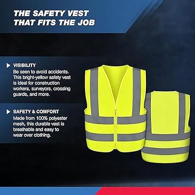 Photo 1 of NEIKO High-Visibility Safety Vest with Reflective Strips for Emergency, Construction, and Safety Use small-medium size