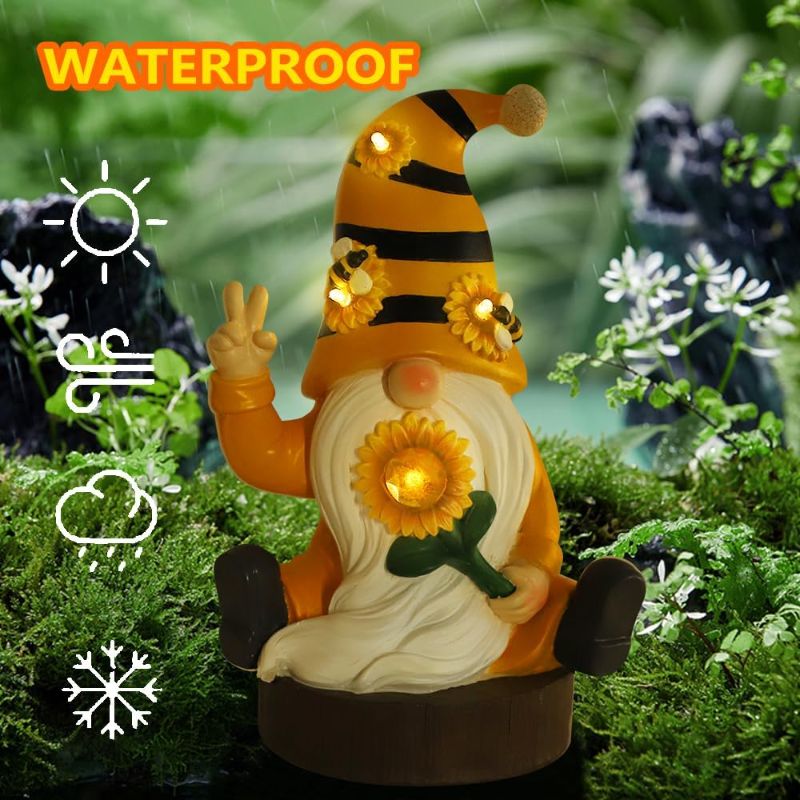 Photo 1 of 11.8 inch Solar Gnome Lights Sculptures & Statues Decorations for Outdoor , Resin Summer Bee Gnome with Sunflower Light, Cute Gnomes Clearance for Patio, Lawn, Yard Garden Art Decor gifts for mom https://a.co/d/8aCeGsI