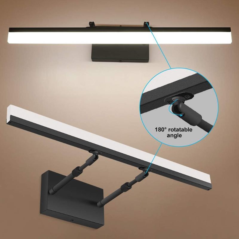 Photo 1 of Adjustable LED Bathroom Vanity Light Fixture Wall Cabinet 18W 24inch Matte Black Natural White Light 4000K for Makeup Bathroom Lighting Over Mirror 