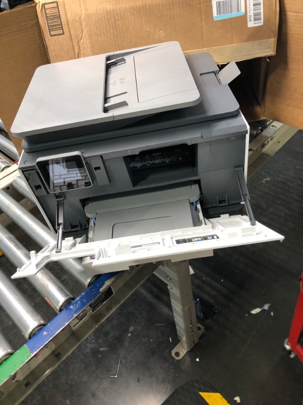 Photo 7 of HP OfficeJet Pro 9025 All-in-One Wireless Color Printer, Single-pass (Automatic) Document Feeder & Two Paper Trays, Smart Home Office Productivity, Instant Ink, Works with Alexa (1MR66A)***USED***CORD IS MISSING ***damaged toner door***** 