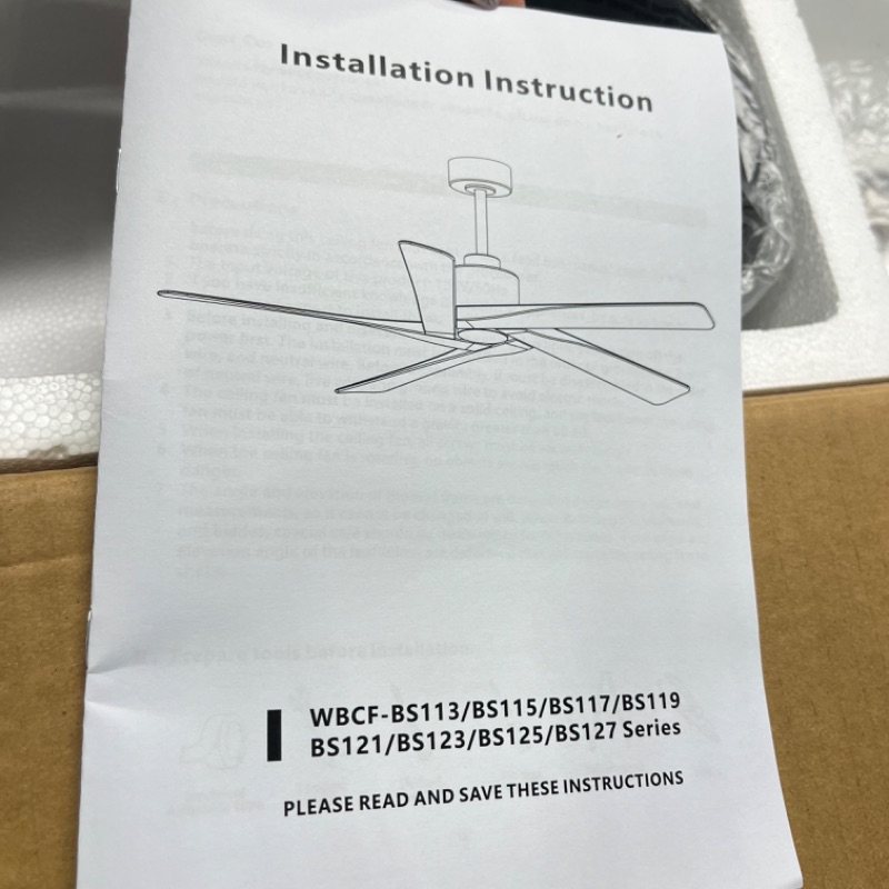 Photo 1 of WINGBO 54" ABS DC Ceiling Fan No Light, 5 Blade Wood Grain ABS Ceiling Fan with Remote, 6-Speed Reversible DC Motor, Ceiling Fan without Light for Kitchen Bedroom Living Room, Antique Nickel and Grey Antique Nickel and Grey 54" no light