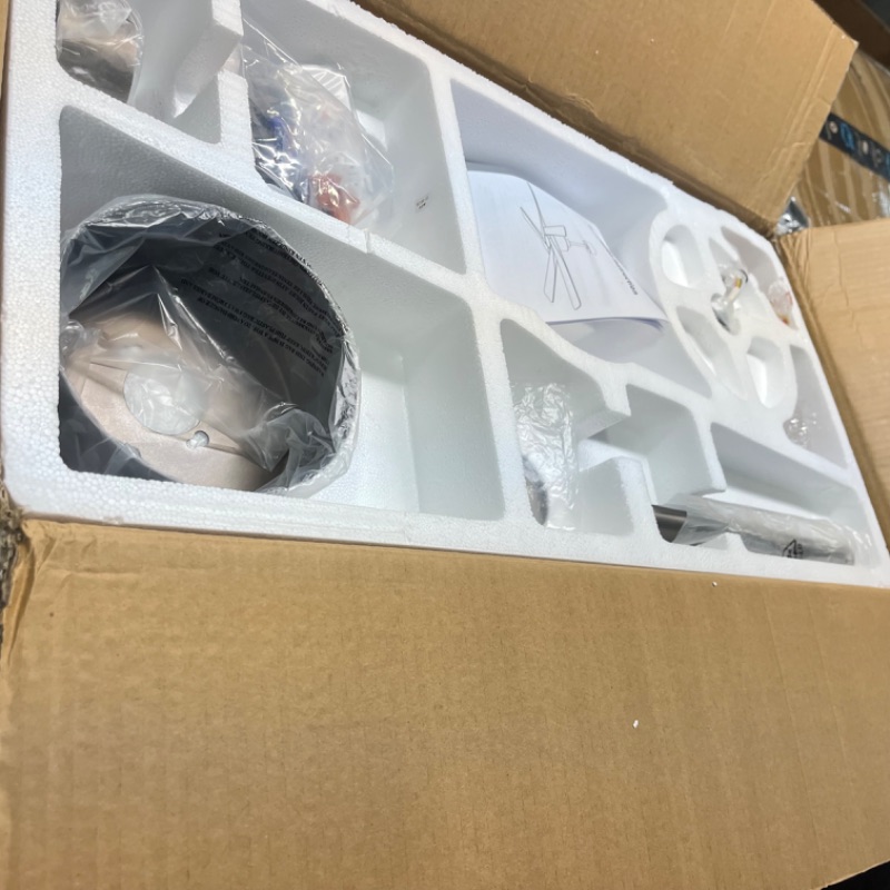 Photo 1 of WINGBO 54" ABS DC Ceiling Fan No Light, 5 Blade Wood Grain ABS Ceiling Fan with Remote, 6-Speed Reversible DC Motor, Ceiling Fan without Light for Kitchen Bedroom Living Room, Antique Nickel and Grey Antique Nickel and Grey 54" no light