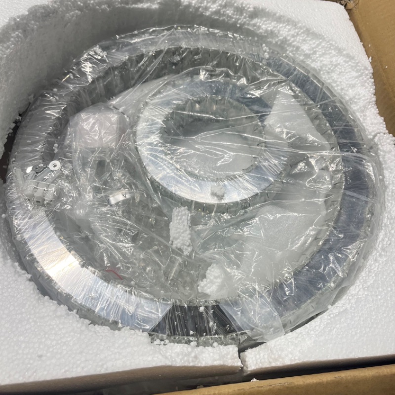 Photo 1 of 15.7”Modern Crystal Chandeliers 2 Rings Crystal Ceiling Light Fixture Stainless Steel Crystal Flush Mount Ceiling Light for Bedroom Dining Room Living Room( Cool White 6500K/Not dimmable