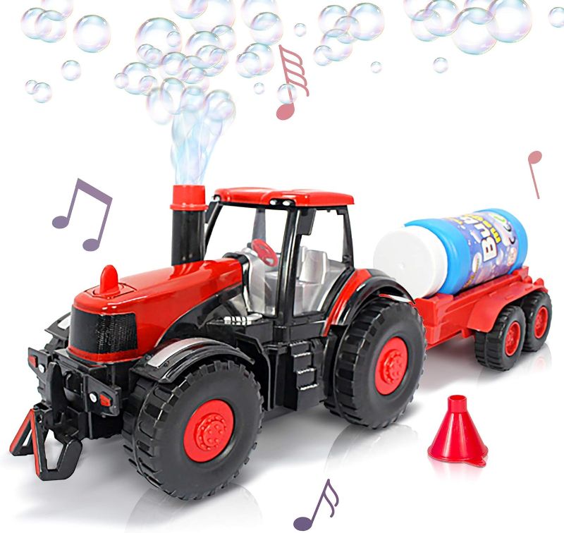 Photo 1 of ArtCreativity Bump & Go Bubble Blowing Farm Tractor Toy Truck with Lights & Sounds, and Action for Toddlers Boys Girls Ages 1, 2, 3, 4, 5 - Funnel & Bubble Solution Included