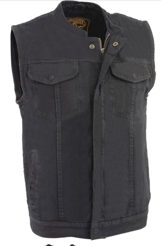 Photo 1 of Milwaukee Leather Men's MDM3000 Concealed Snap Denim Club Style Vest w/Hidden Zipper