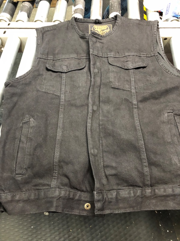 Photo 3 of Milwaukee Leather Men's MDM3000 Concealed Snap Denim Club Style Vest w/Hidden Zipper