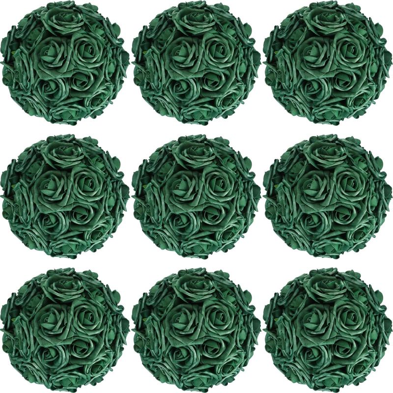 Photo 1 of 200 Pack Artificial Foam Rose Flowers with Stems Artificial Flowers Real Looking Fake Roses Bulk for DIY Wedding Bouquets Bridal Shower Centerpieces Floral Arrangements Home Decoration (Green)
