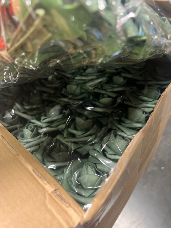 Photo 4 of 200 Pack Artificial Foam Rose Flowers with Stems Artificial Flowers Real Looking Fake Roses Bulk for DIY Wedding Bouquets Bridal Shower Centerpieces Floral Arrangements Home Decoration (Green)
