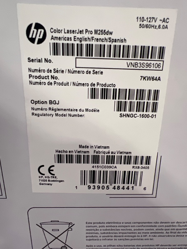 Photo 3 of HP Color LaserJet Pro M255dw Wireless Laser Printer, Remote Mobile Print, Duplex Printing, Works with Alexa (7KW64A), White