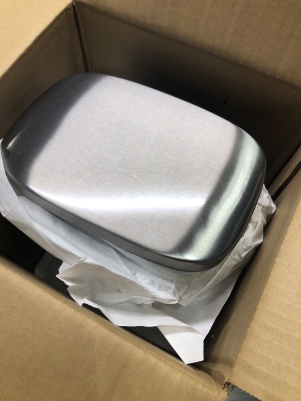 Photo 1 of Amazon Basics 5 Liter / 1.3 Gallon Soft-Close, Smudge Resistant Trash Can with Foot Pedal - Brushed Stainless Steel, Satin Nickel Finish 5L / 1.3 Gallon