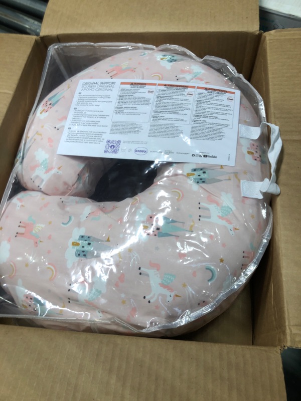 Photo 1 of Boppy Nursing Pillow Original Support, Pink Unicorns and Castles, Ergonomic Nursing Essentials for Bottle and Breastfeeding, Firm Fiber Fill, with Removable Nursing Pillow Cover, Machine Washable