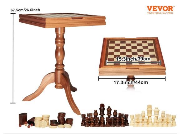 Photo 1 of **PARTS ONLY** VEVOR 3-in-1 Chess Checkers Backgammon Table Set, 18 Inch Premium Wooden Chess Table, Deluxe Combo Game Table Furniture Set, Chess Set Board Game Gift for Family Board Games
