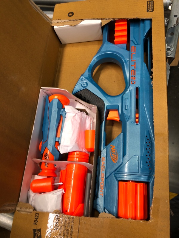 Photo 3 of ***FOR PARTS*** NERF Elite 2.0 Eaglepoint RD-8 Blaster -- 8-Dart Drum, Detachable Scope and Barrel, 16 Official Elite Darts, Bolt Action Frustration-Free Packaging