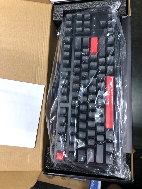 Photo 3 of Keychron C3 Pro QMK/VIA Custom Gaming Keyboard, Programmable 87 Keys Compact TKL Layout Gasket Mount, Red LED Backlight Wired Mechanical Keyboard with Red Switches for Mac/Windows/Linux