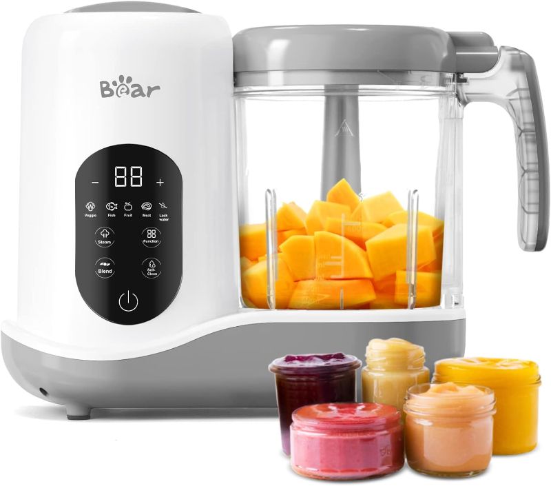 Photo 1 of BEAR 2024 Baby Food Maker | One Step Baby Food Processor Steamer Puree Blender | Auto Cooking & Grinding | Baby Food Puree Maker with Self Cleans | Touch Screen Control, White
