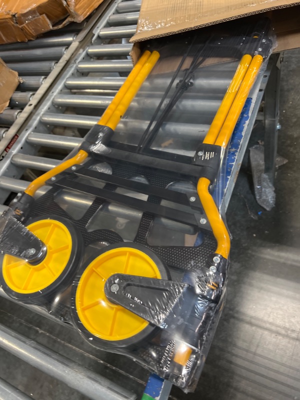 Photo 1 of 2 in 1 Hand Truck Dolly with Folding Basket,Folding Hand Truck Heavy Duty 330lbs Capacity,Foldable Hand Trcuk with Retractable Handle and Rubber Wheels,Portable Dolly with Bungee Cords for Moving.