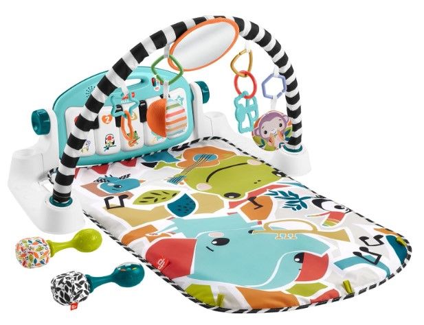 Photo 1 of Fisher-Price Baby Gift Set Glow and Grow Kick & Play Piano Gym Baby Playmat & Musical Toy with Smart Stages Learning Content, plus 2 Maracas for Ages 0+ Months, Blue (Amazon Exclusive) New Blue Kick N Play + Maracas Baby Gift Set
