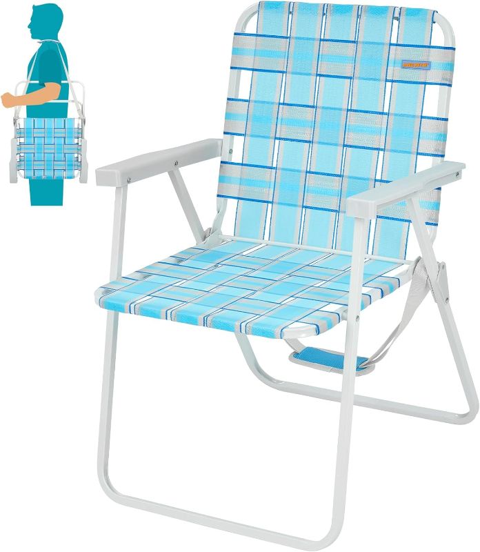 Photo 1 of #WEJOY Folding Webbed Lawn Beach Chair - Heavy Duty Portable Outdoor Chair with Hard Armrest for Camping,Garden,Concerts,Festivals and Sand Picnic BBQ,265 LBS
