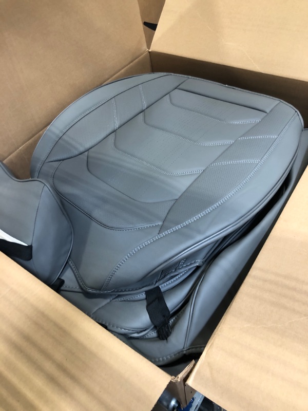 Photo 3 of Grey Car Seat Covers Front Pair, Breathable Leather Automotive Front Seat Covers & Headrest for Reduce The Driving Fatigue, Compatible with Most Cars Sedans SUV Pickup Trucks Graceful Gray Front Pair