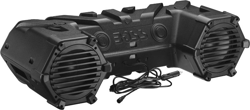 Photo 1 of BOSS Audio Systems ATVB95LED UTV ATV Speakers - Weatherproof, ATV Soundbar, 8 Inch Speakers, 1.5 Inch Tweeters, Amplified, Wired Remote for Bluetooth Connectivity, LED Light Bar, Storage Compartment
