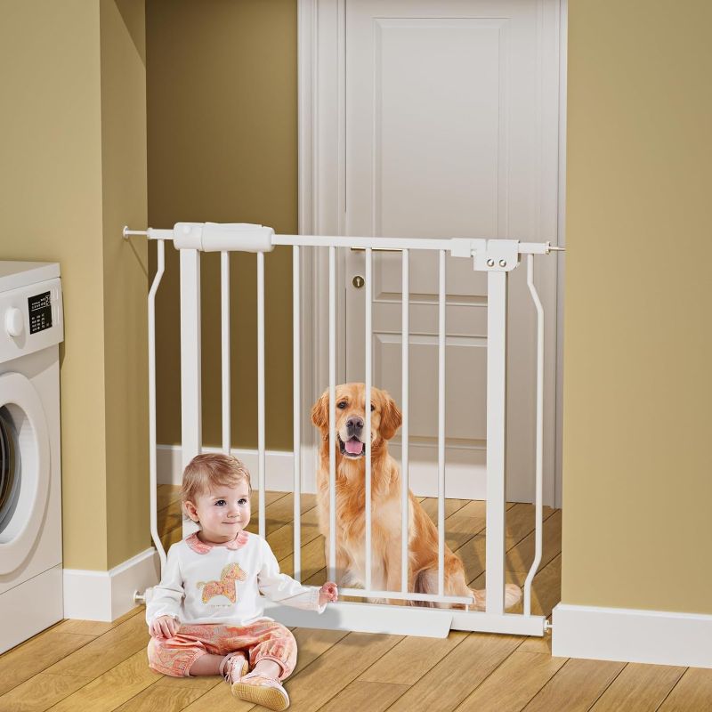 Photo 1 of HOOEN 29-34 Inch Wide Baby Gate for Stairs Doorways Metal Indoor Dog Gates Pressure Mounted Walk Through Safety Gates Child Gates for Kids or Pets (29"-34")
