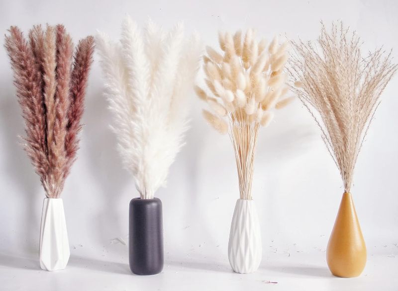 Photo 1 of 100 PCS Dried Flowers Pampas Grass Bouquet, Boho Table Decor, Bunny Tails Dried Flowers, Brown Pompas, White Pampas Grass for Wedding, Home, Rustic Party, Baby Shower Decorations
Brand: Bannifll