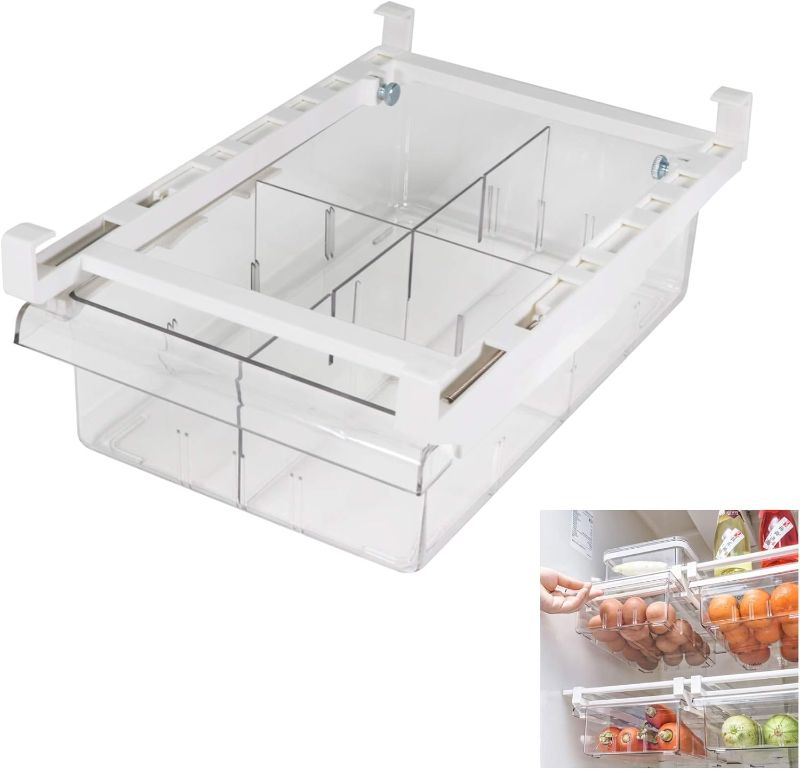 Photo 1 of 
YekouMax Fridge Drawer Organizer, Refrigerator Organizer Bins, Pull Out with Handle, Fridge Shelf Holder Storage Box, Clear Container for Food,Drinks,Fit for Fridge Shelf Under 0.6" (1 Pack Medium)