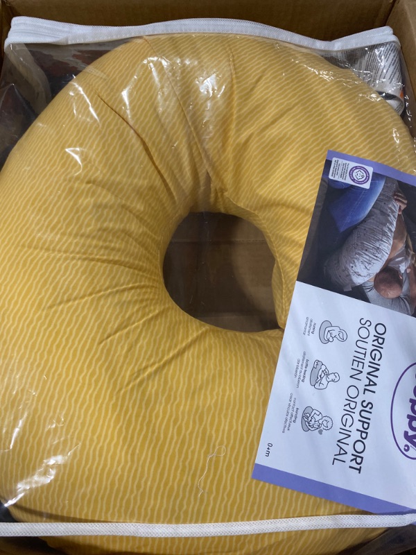 Photo 2 of Boppy Nursing Pillow Original Support, Ochre Striated, Ergonomic Nursing Essentials for Bottle and Breastfeeding, Firm Hypoallergenic Fiber Fill with Removable Nursing Pillow Cover, Machine Washable