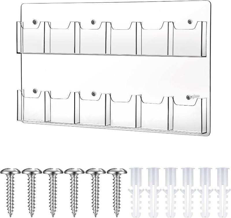 Photo 1 of Acrylic Brochure Pamphlet Holder Brochure Display Stand Business Tri Fold Brochure Multi Slot Holder Rack Wall Mount Clear Pocket Space Saver for Flyer Literature Menu Advertise (8 Pockets