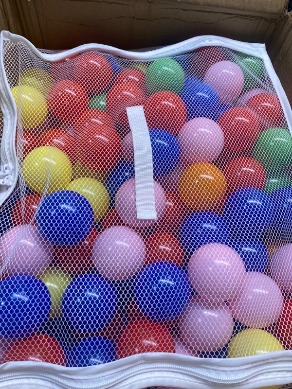 Photo 1 of Click N' Play Plastic Balls for Ball Pit, Phthalate & BPA Free, Crush Proof Play Balls for Ball Pit, Pit Balls in Assorted Colors in Reusable and Durable Storage Mesh Bag with Zipper | 200, 1000 count Bright 400 Count